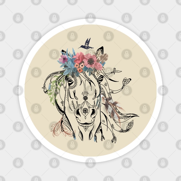 Boho Horse Art Magnet by BWXshirts